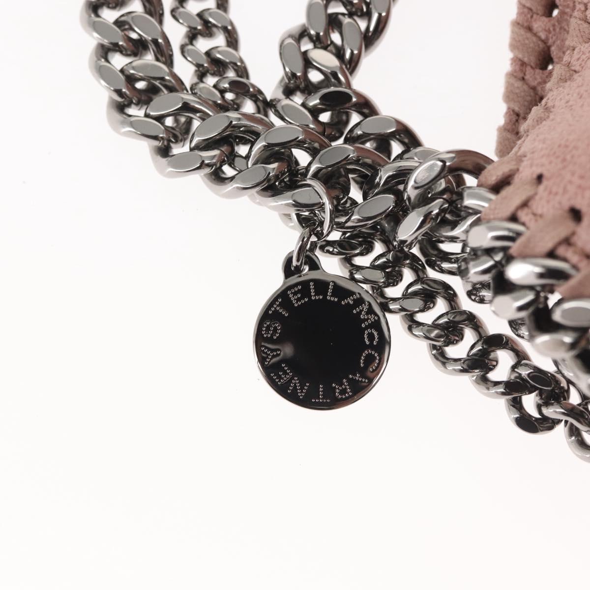 Stella MacCartney Chain Fabera Shoulder Bag Suede Pink Silver Auth BA5956