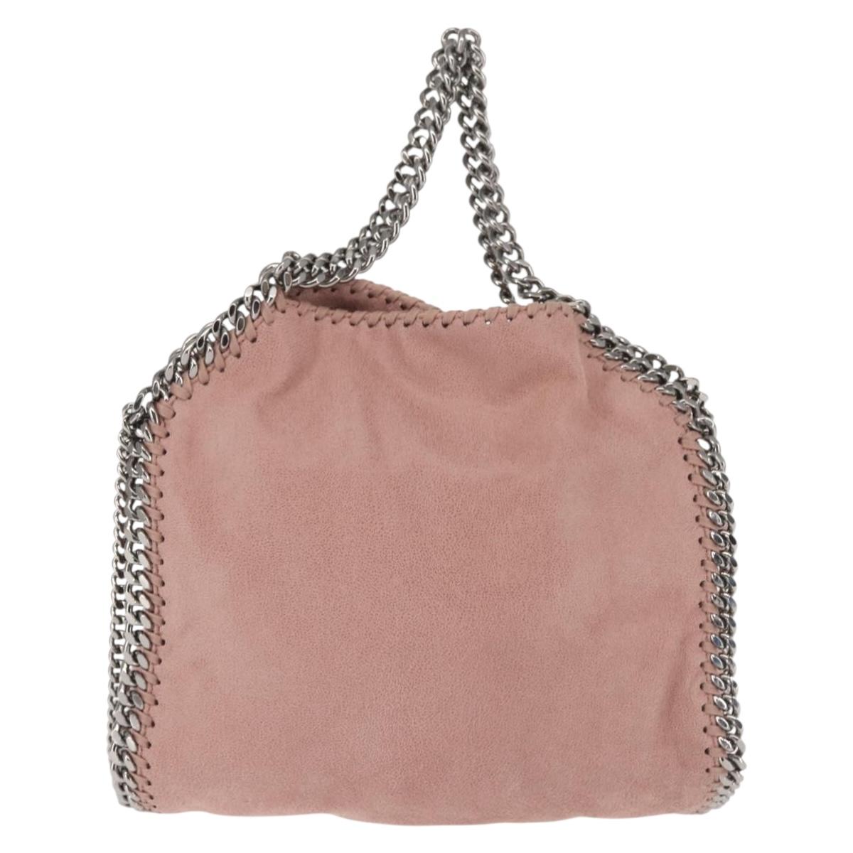 Stella MacCartney Chain Fabera Shoulder Bag Suede Pink Silver Auth BA5956