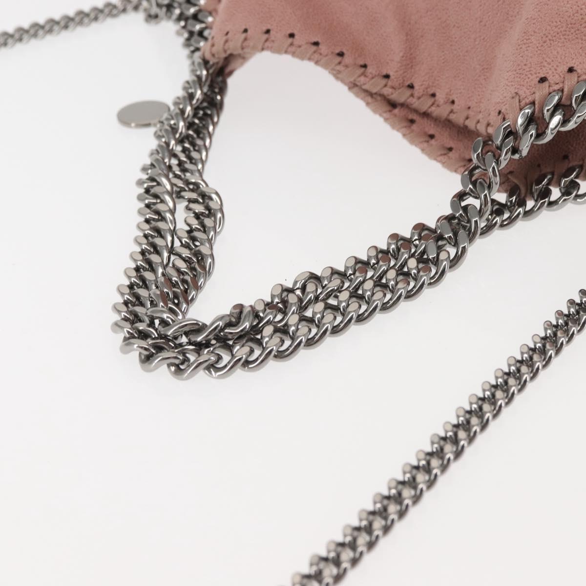 Stella MacCartney Chain Fabera Shoulder Bag Suede Pink Silver Auth BA5956