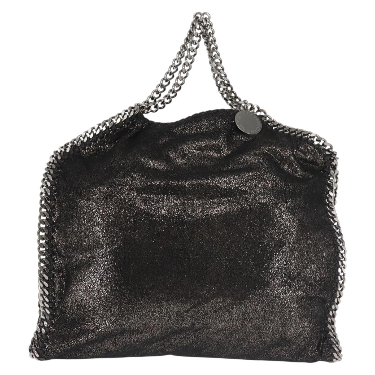 Stella MacCartney Chain Fabera Shoulder Bag Suede Black Silver Auth BA5957