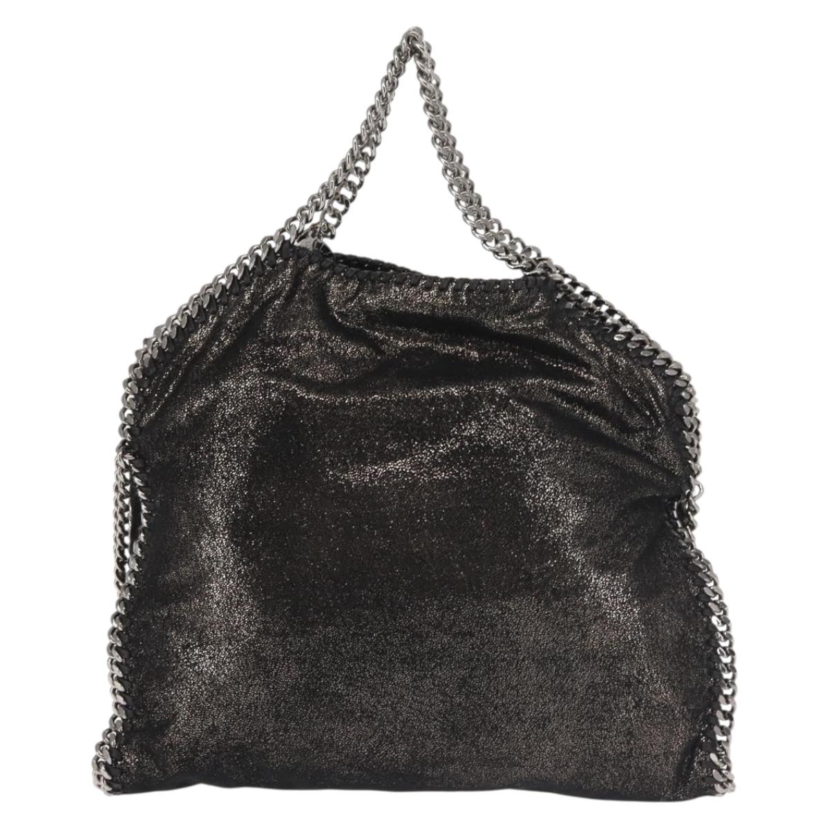 Stella MacCartney Chain Fabera Shoulder Bag Suede Black Silver Auth BA5957