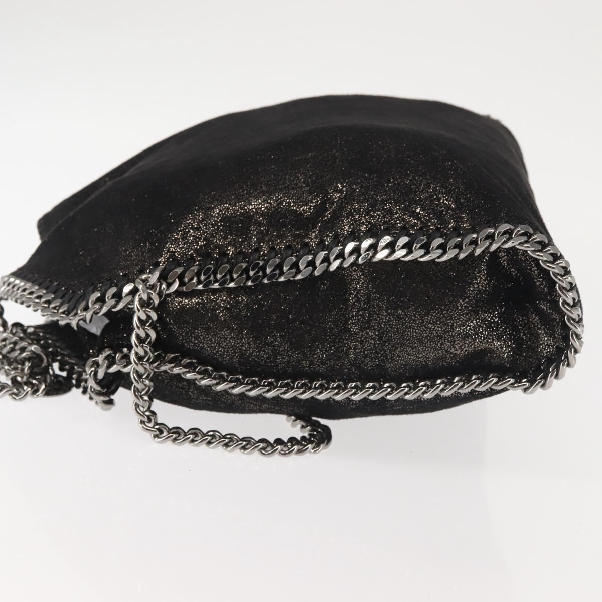 Stella MacCartney Chain Fabera Shoulder Bag Suede Black Silver Auth BA5957