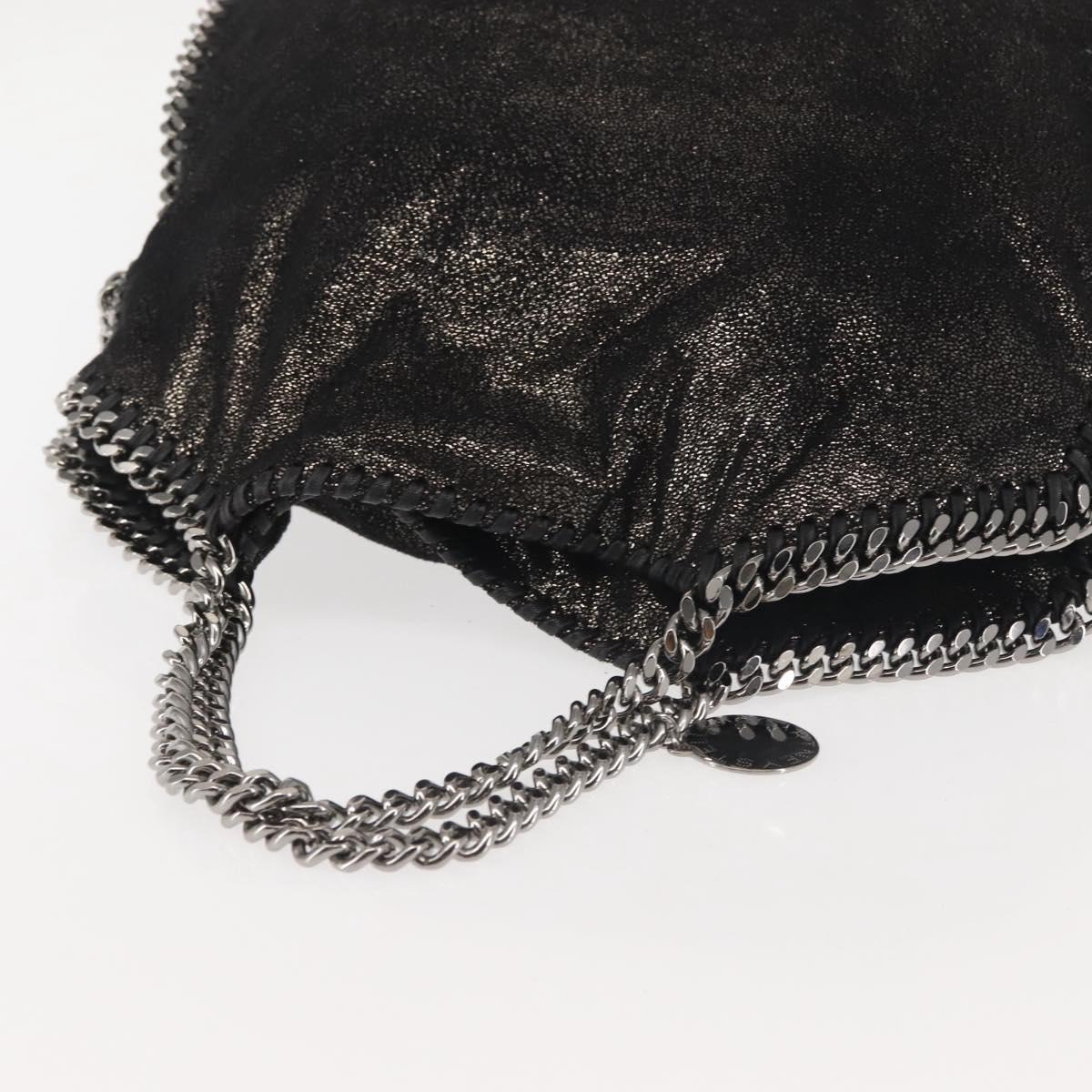 Stella MacCartney Chain Fabera Shoulder Bag Suede Black Silver Auth BA5957