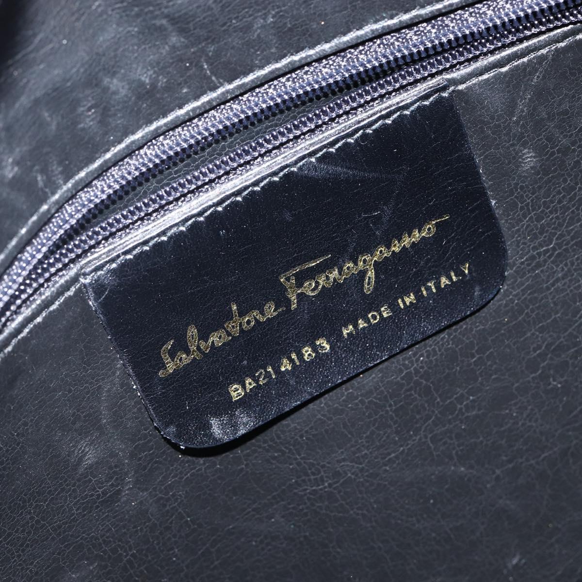 Salvatore Ferragamo Vala Shoulder Bag Leather Black Gold Auth BA5962