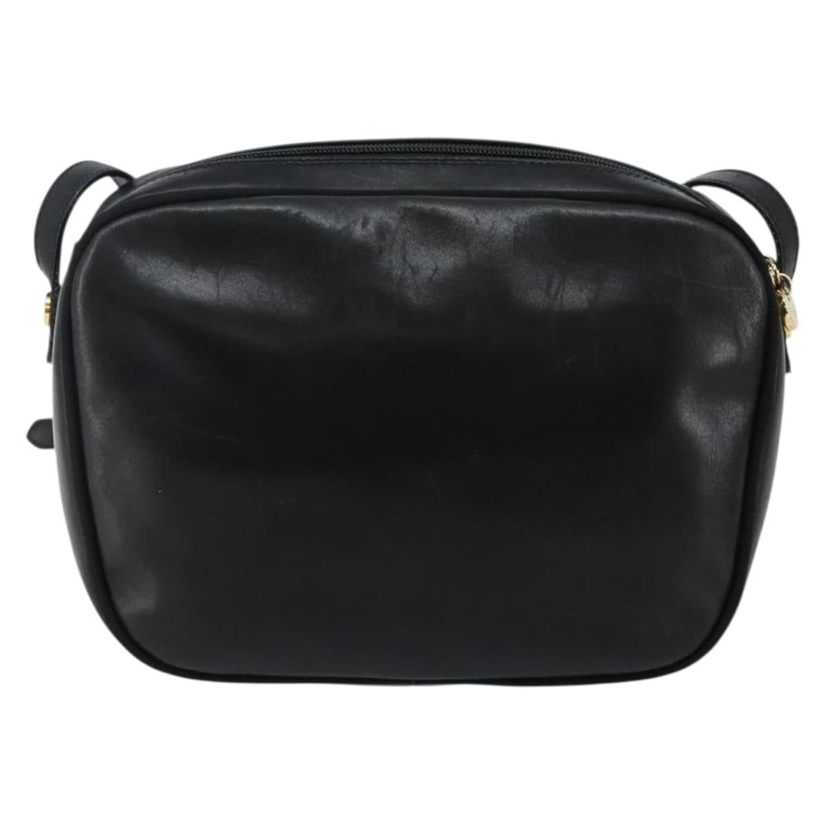 Salvatore Ferragamo Vala Shoulder Bag Leather Black Gold Auth BA5962