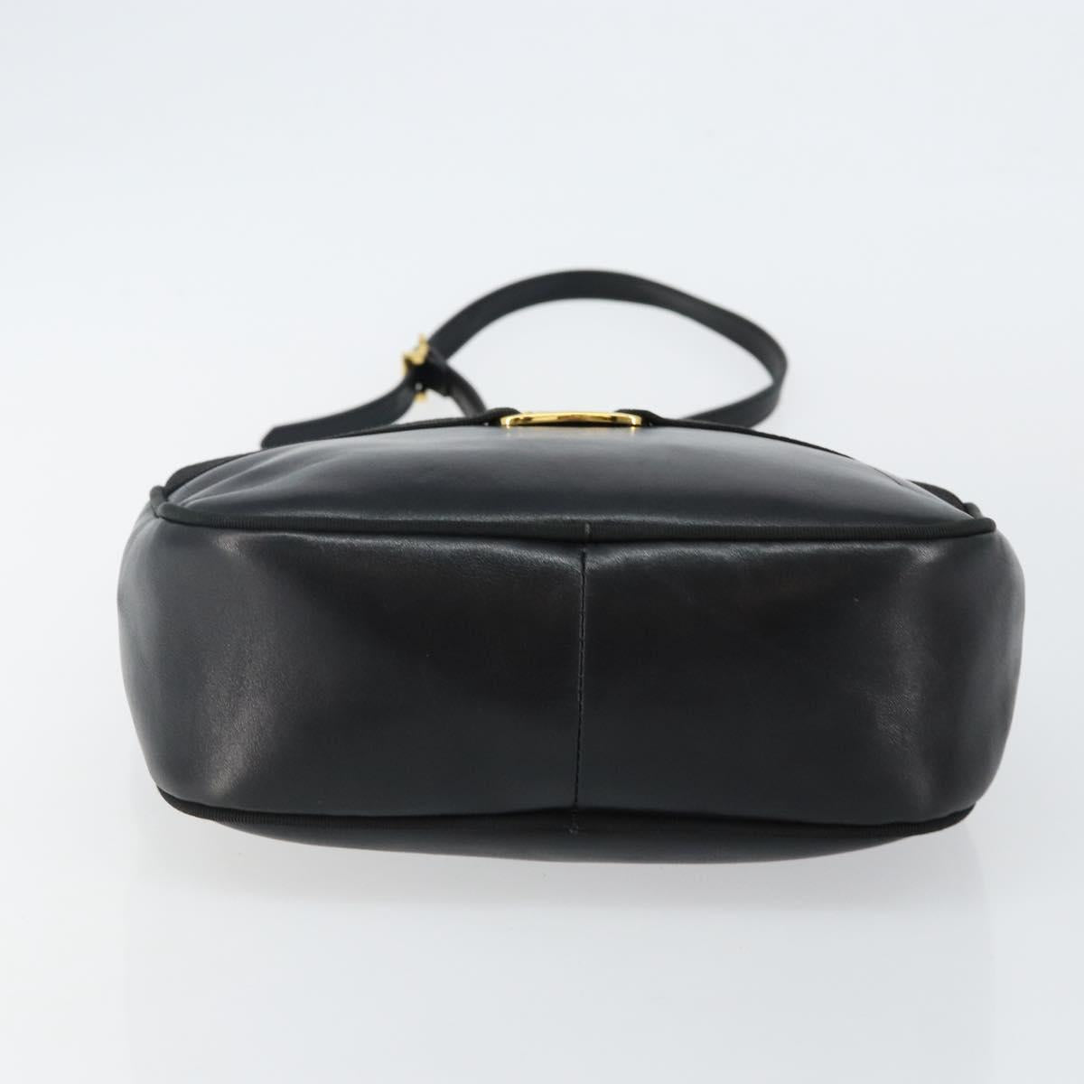 Salvatore Ferragamo Vala Shoulder Bag Leather Black Gold Auth BA5962