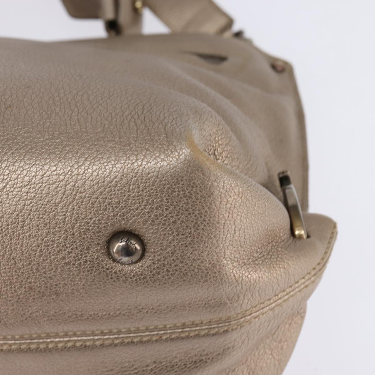 Salvatore Ferragamo Gancini Hand Bag Leather 2way Beige Gold Auth BA5964