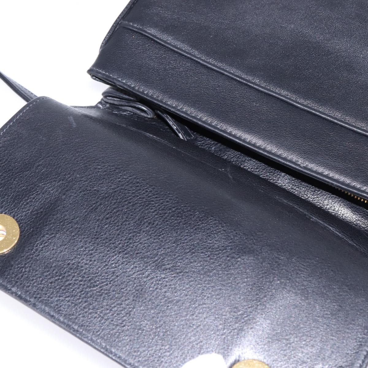 Gianni Versace Hand Bag Leather 2way Black Gold Auth BA5965