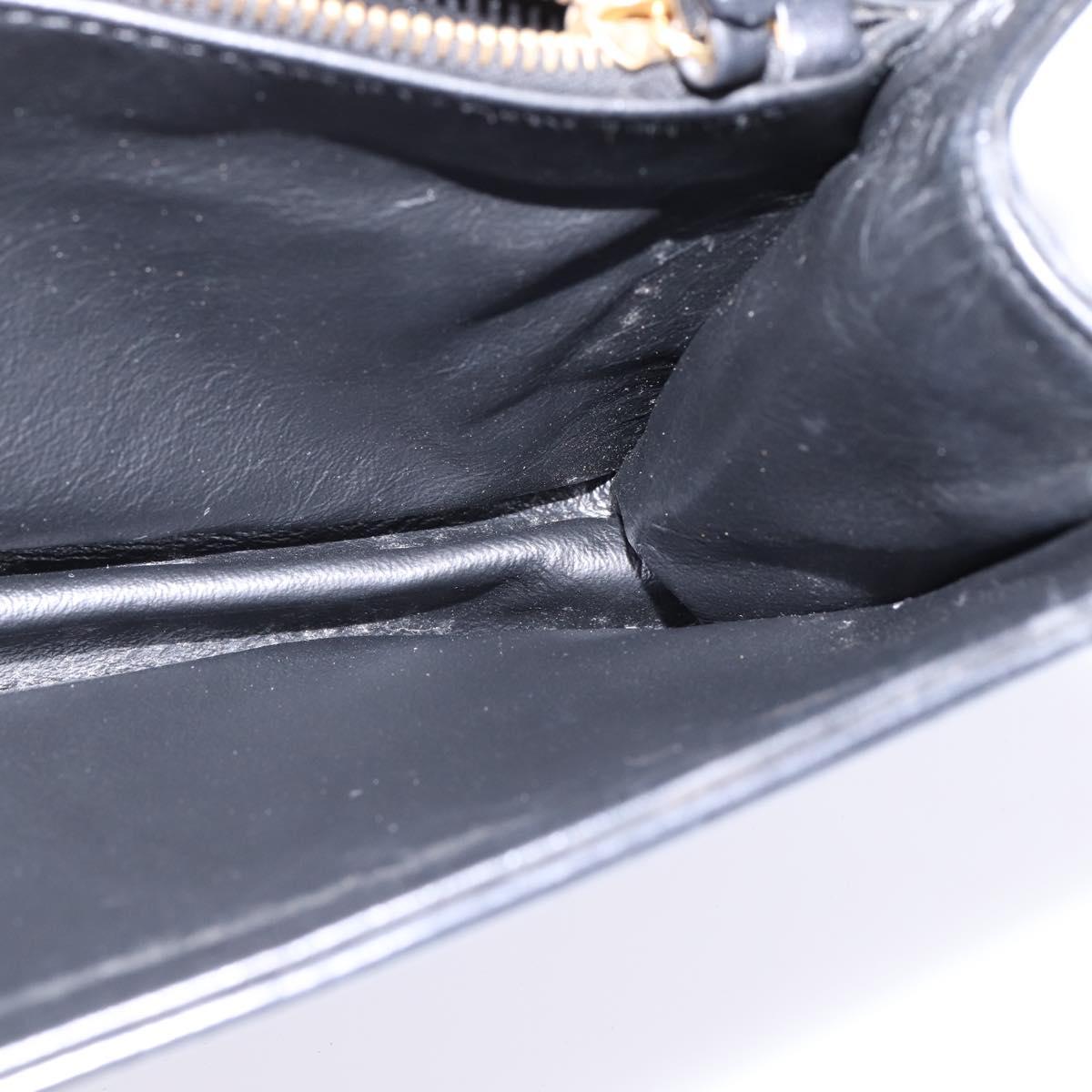 Gianni Versace Hand Bag Leather 2way Black Gold Auth BA5965