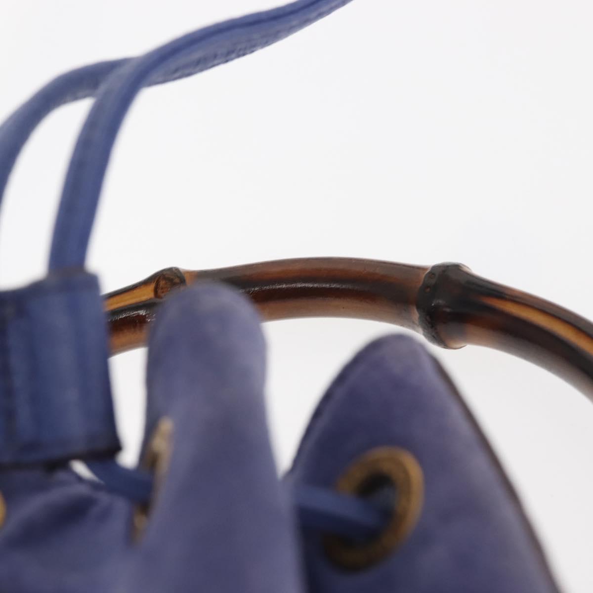 GUCCI Bamboo Hand Bag Suede 2way Purple Gold 001 2865 1657 Auth BA5970