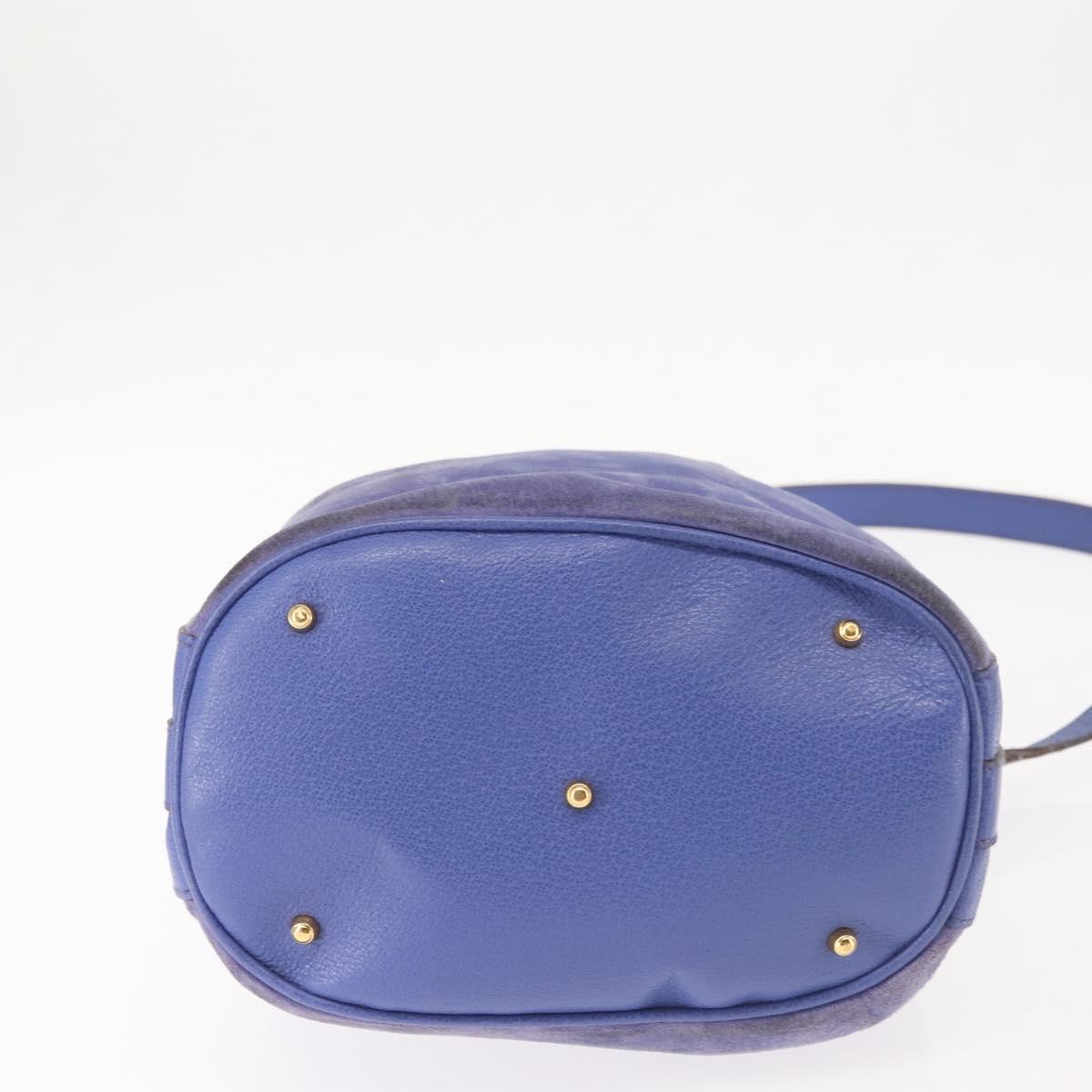 GUCCI Bamboo Hand Bag Suede 2way Purple Gold 001 2865 1657 Auth BA5970