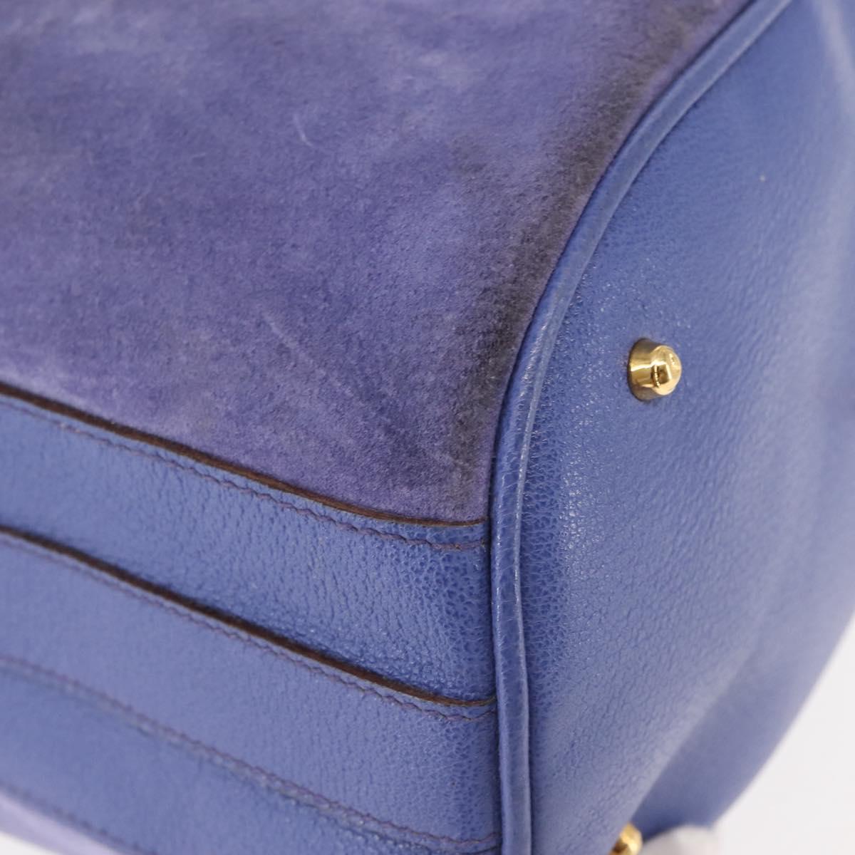 GUCCI Bamboo Hand Bag Suede 2way Purple Gold 001 2865 1657 Auth BA5970