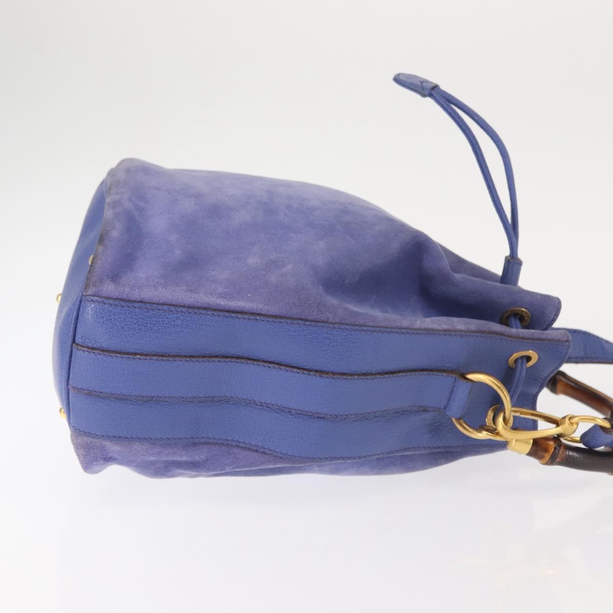 GUCCI Bamboo Hand Bag Suede 2way Purple Gold 001 2865 1657 Auth BA5970