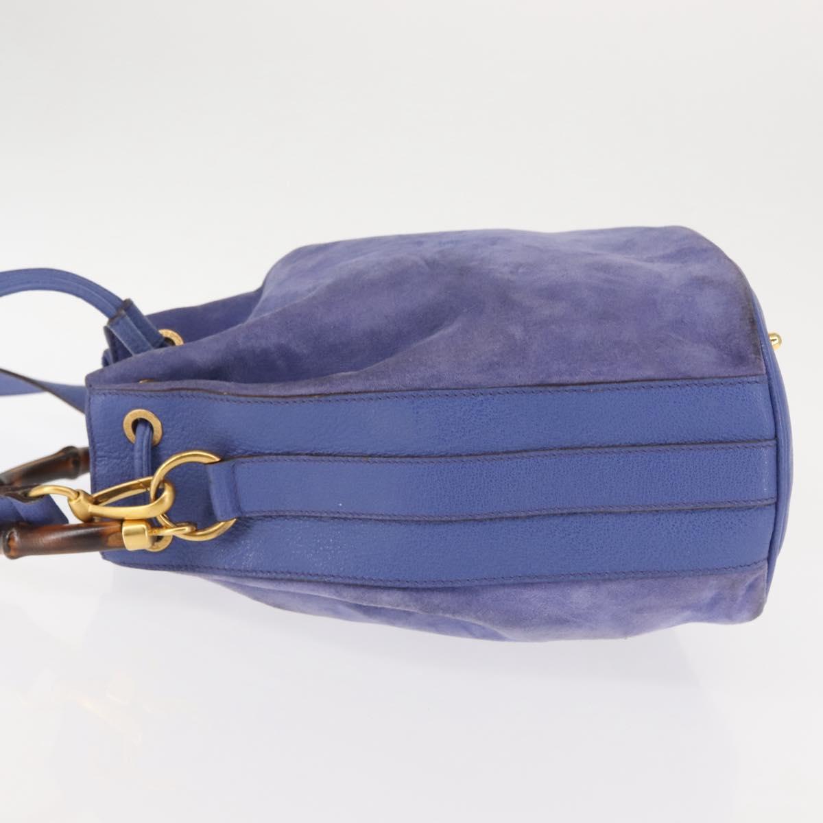 GUCCI Bamboo Hand Bag Suede 2way Purple Gold 001 2865 1657 Auth BA5970