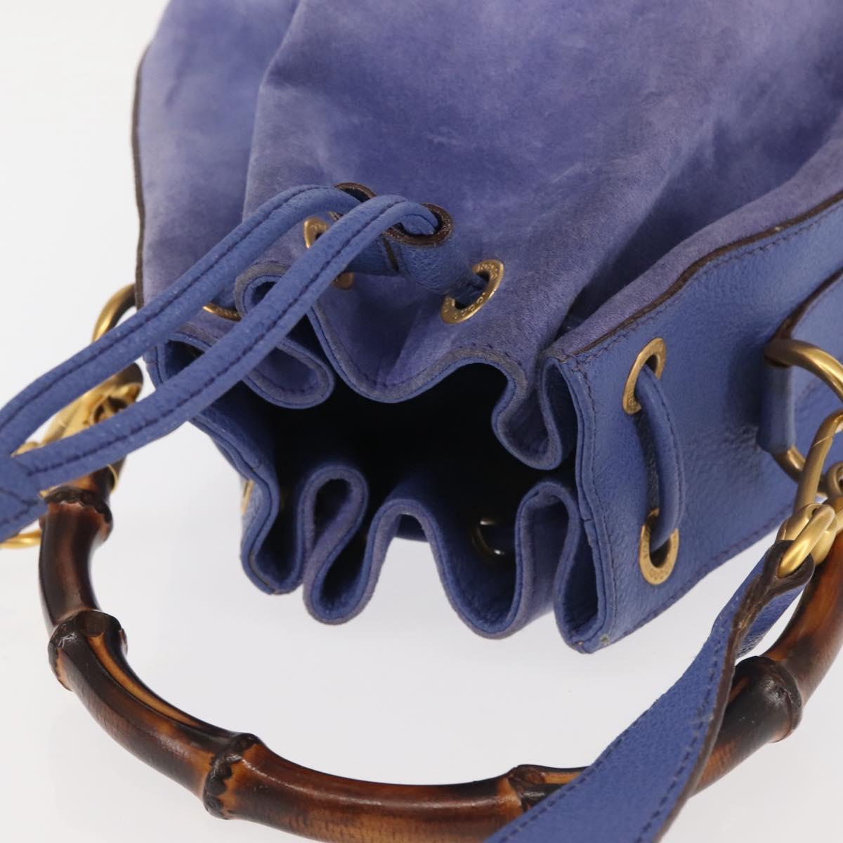GUCCI Bamboo Hand Bag Suede 2way Purple Gold 001 2865 1657 Auth BA5970