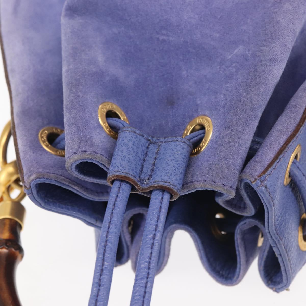 GUCCI Bamboo Hand Bag Suede 2way Purple Gold 001 2865 1657 Auth BA5970