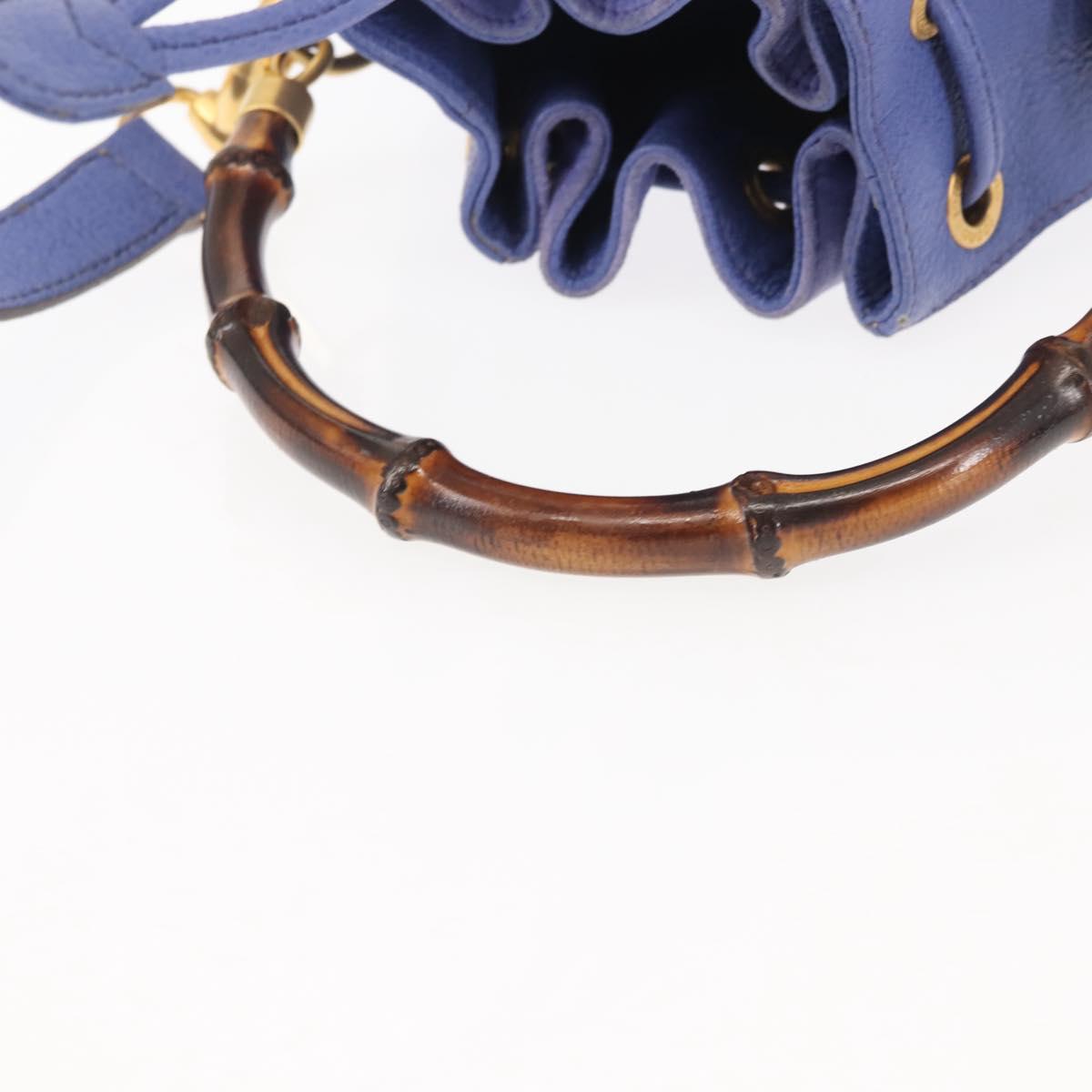 GUCCI Bamboo Hand Bag Suede 2way Purple Gold 001 2865 1657 Auth BA5970