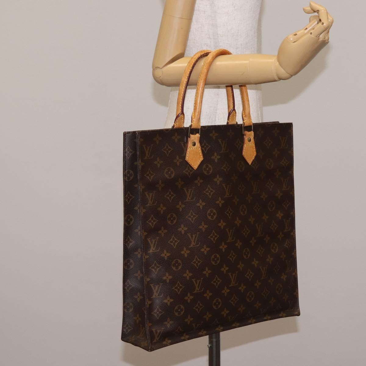 LOUIS VUITTON Monogram Sac Plat Hand Bag M51140 LV Auth BA5984