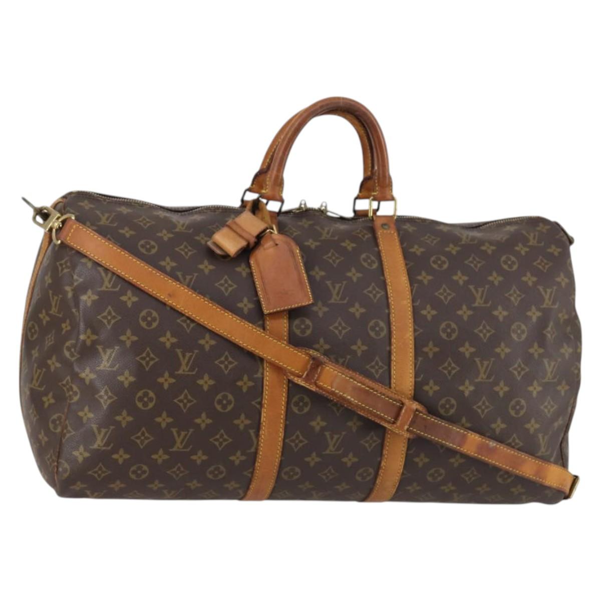 LOUIS VUITTON Monogram Keepall Bandouliere 55 Boston Bag M41414 LV Auth BA5999