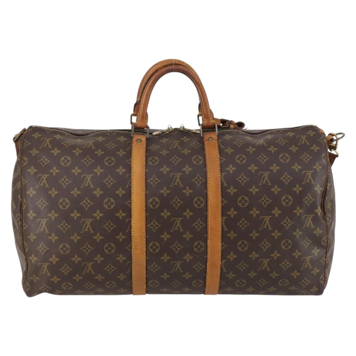 LOUIS VUITTON Monogram Keepall Bandouliere 55 Boston Bag M41414 LV Auth BA5999