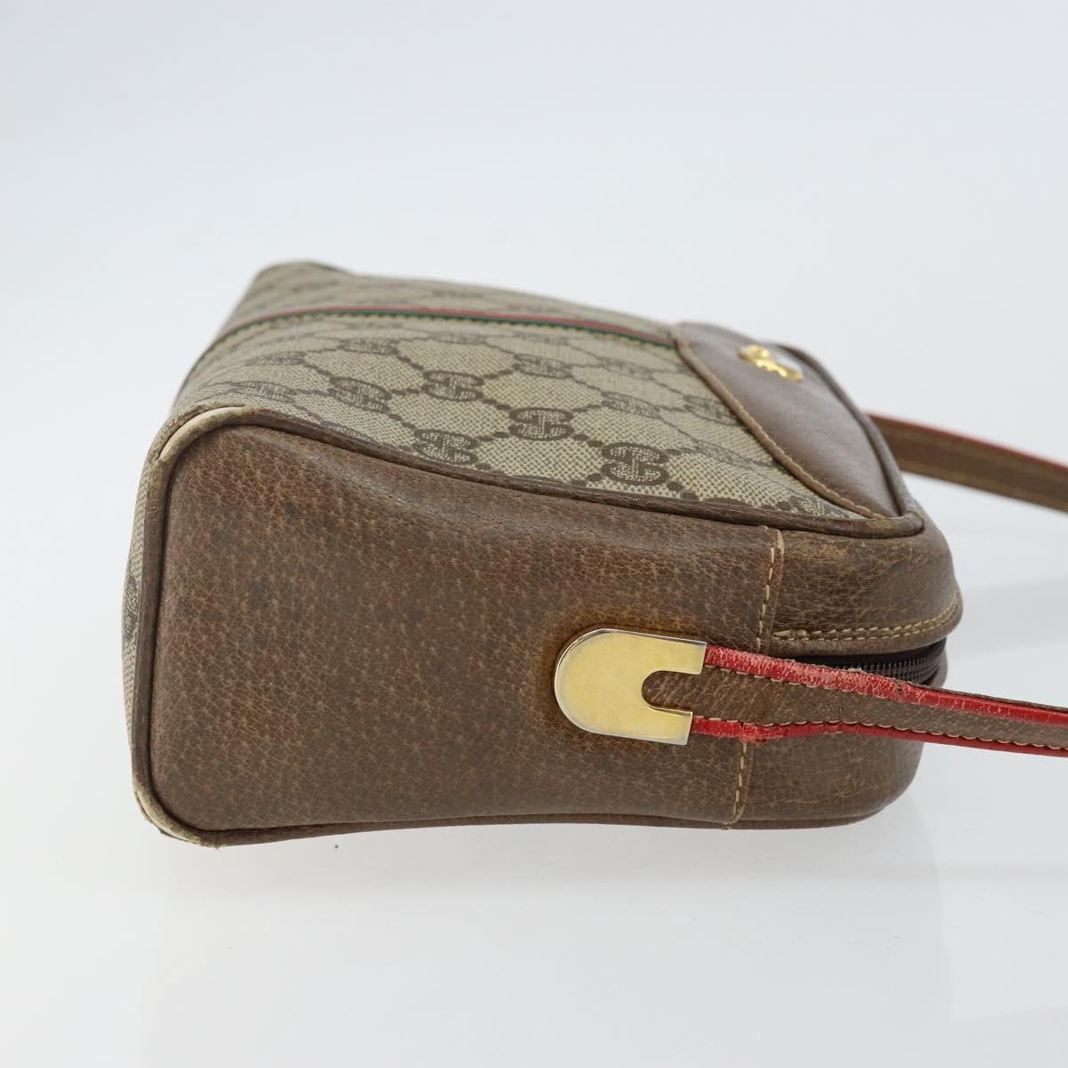 GUCCI GG Supreme Web Sherry Line Bag PVC Beige Gold 001 261 1086 Auth BA6005