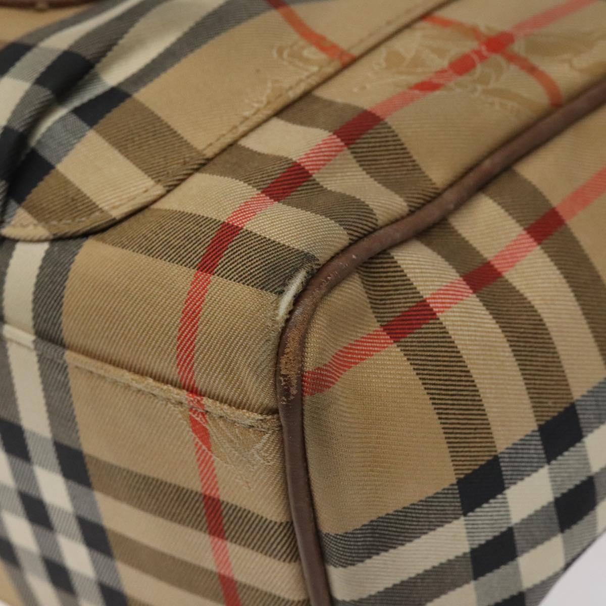 Burberrys Nova Check Tote Bag Canvas Beige Gold Auth BA601