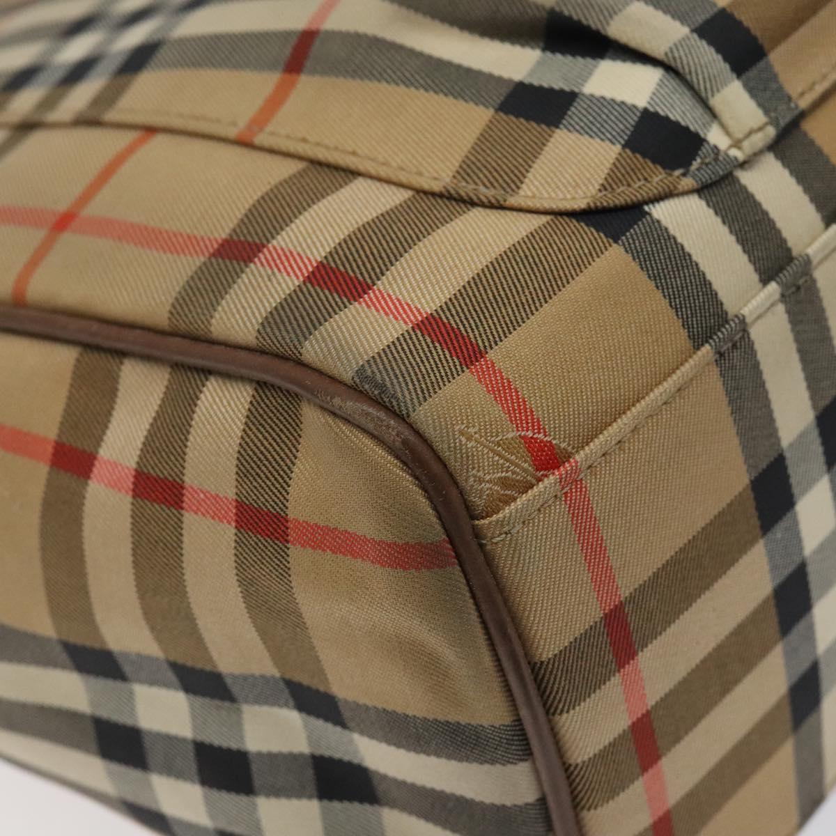 Burberrys Nova Check Tote Bag Canvas Beige Gold Auth BA601