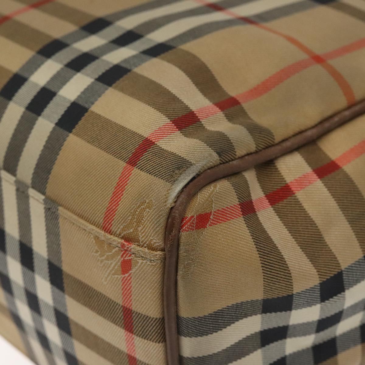 Burberrys Nova Check Tote Bag Canvas Beige Gold Auth BA601
