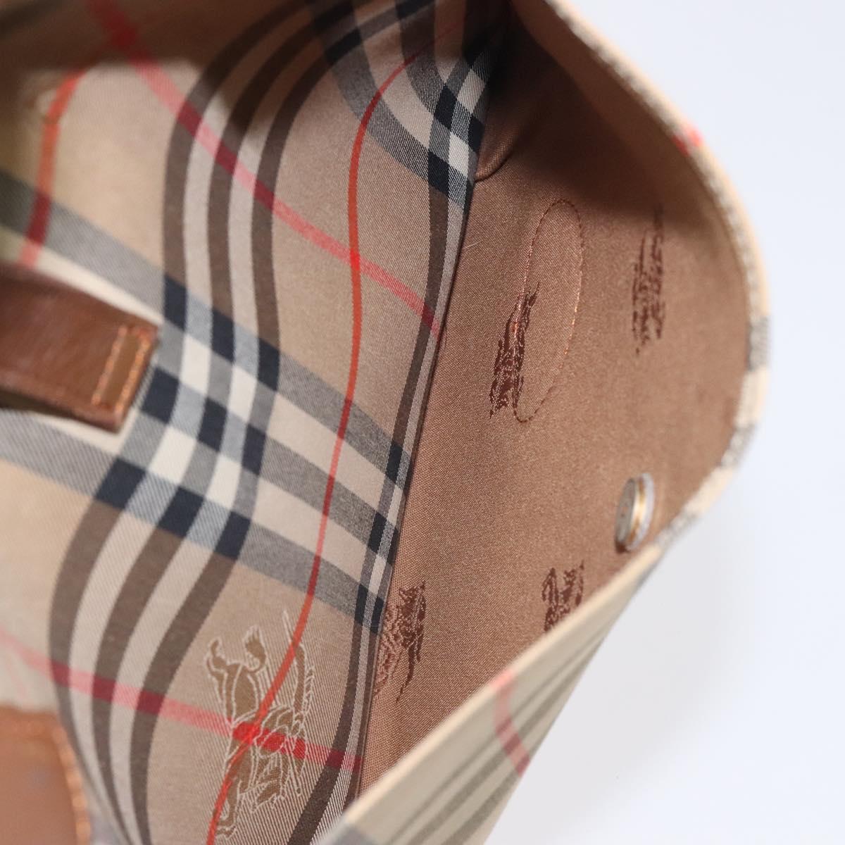 Burberrys Nova Check Tote Bag Canvas Beige Gold Auth BA601