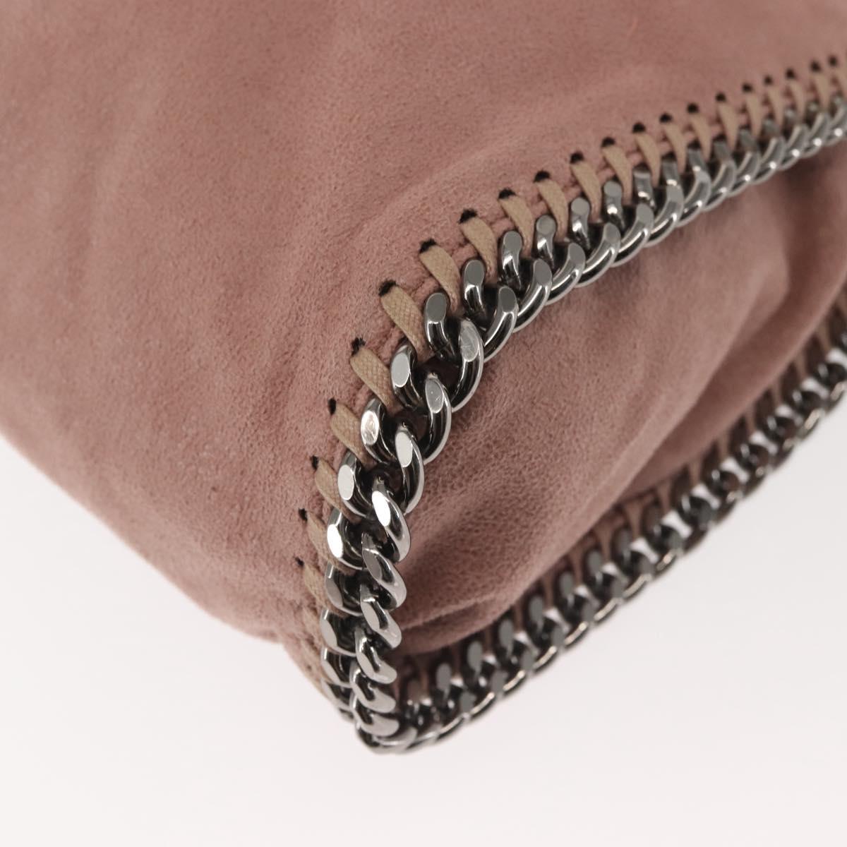 Stella MacCartney Chain Fabera Shoulder Bag Suede Pink Silver Auth BA6012