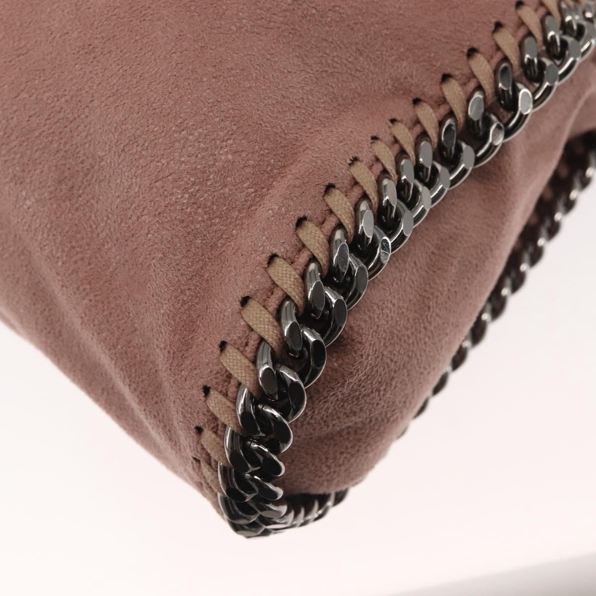 Stella MacCartney Chain Fabera Shoulder Bag Suede Pink Silver Auth BA6012