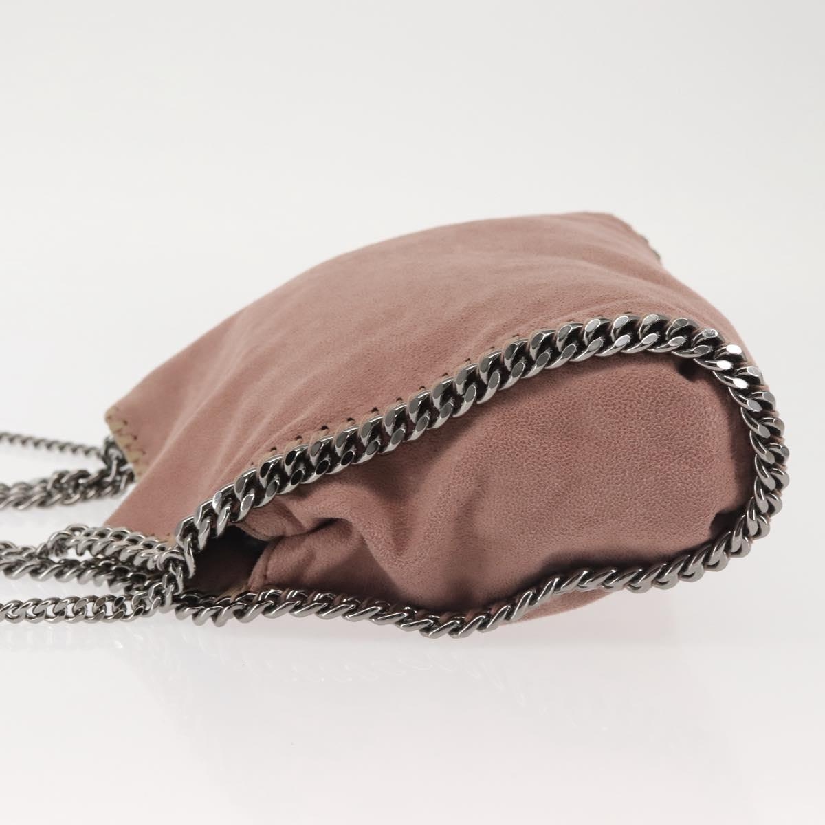 Stella MacCartney Chain Fabera Shoulder Bag Suede Pink Silver Auth BA6012