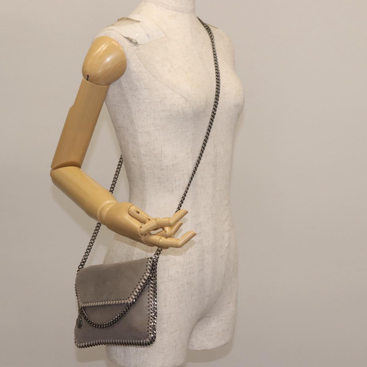 Stella MacCartney Chain Fabera Shoulder Bag Suede Gray Silver Auth BA6018