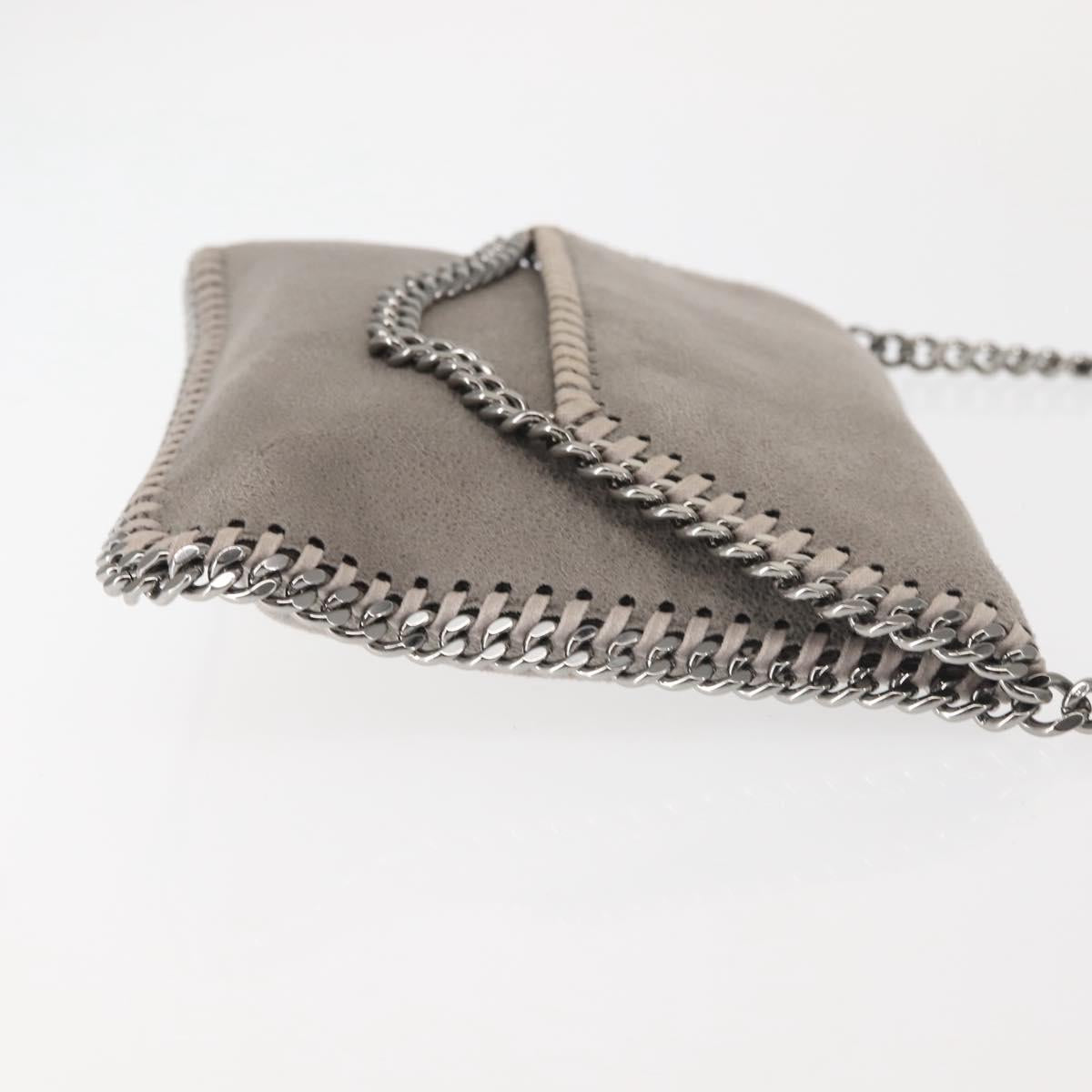 Stella MacCartney Chain Fabera Shoulder Bag Suede Gray Silver Auth BA6018