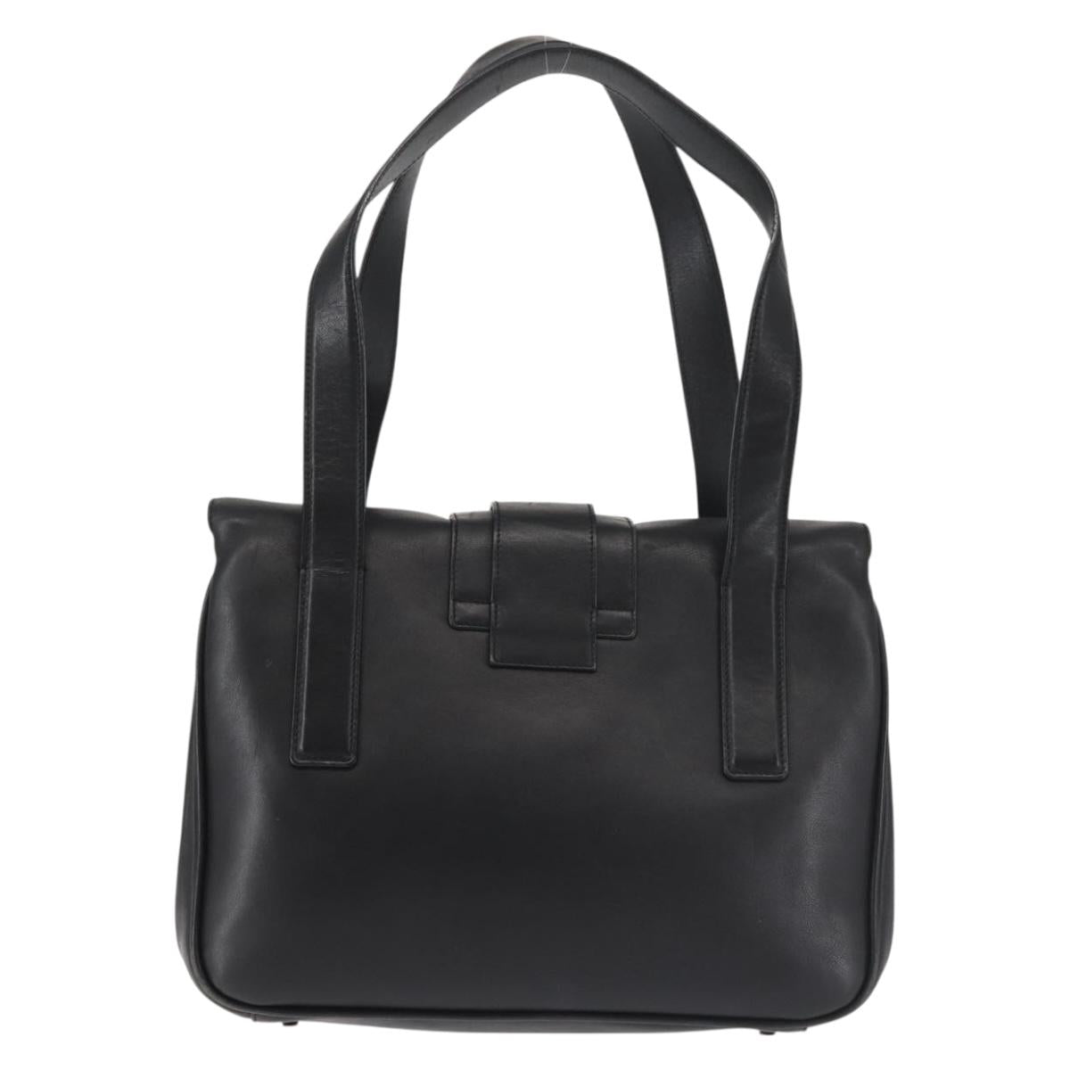 Salvatore Ferragamo Vala Shoulder Bag Leather Black Silver Auth BA6023