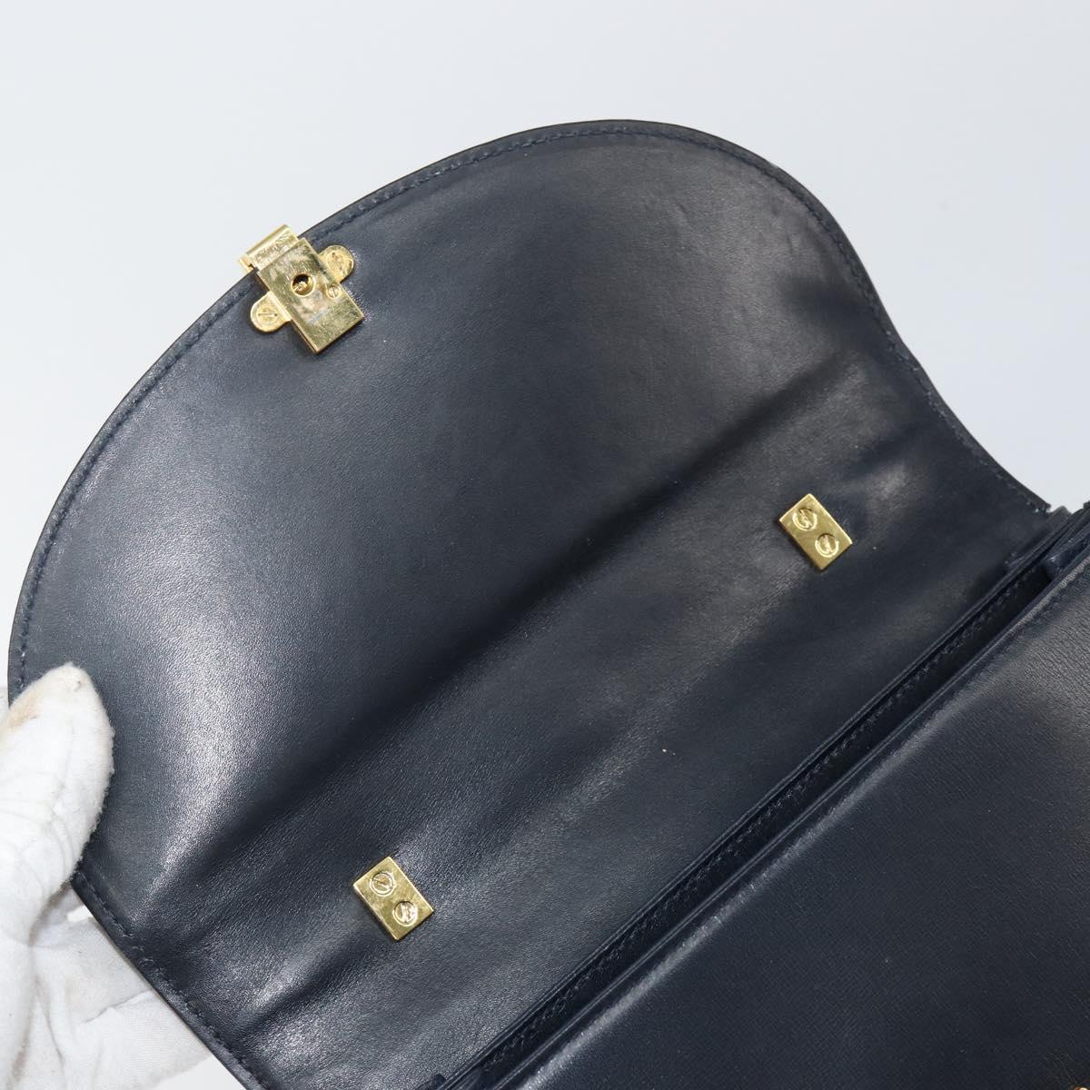 BALLY Hand Bag Leather Black Gold Auth BA6024