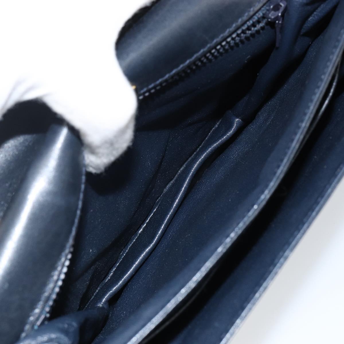 BALLY Hand Bag Leather Black Gold Auth BA6024