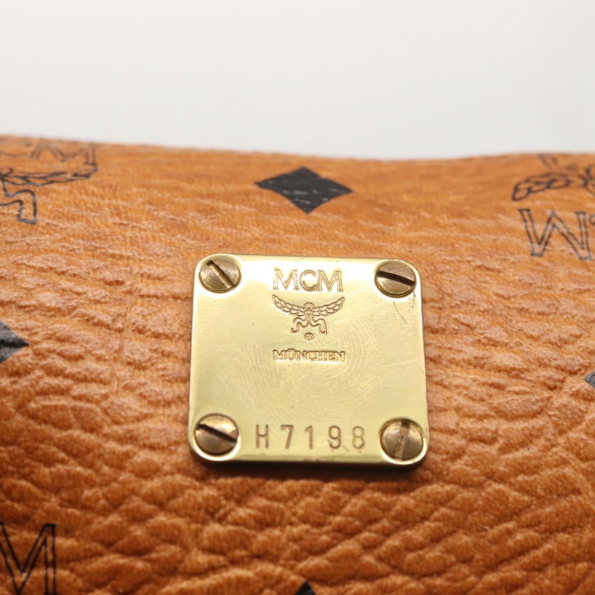 MCM Logogram Vicetos Hand Bag PVC Leather Brown Gold Auth BA6026
