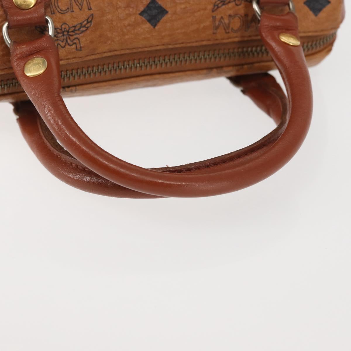 MCM Logogram Vicetos Hand Bag PVC Leather Brown Gold Auth BA6026
