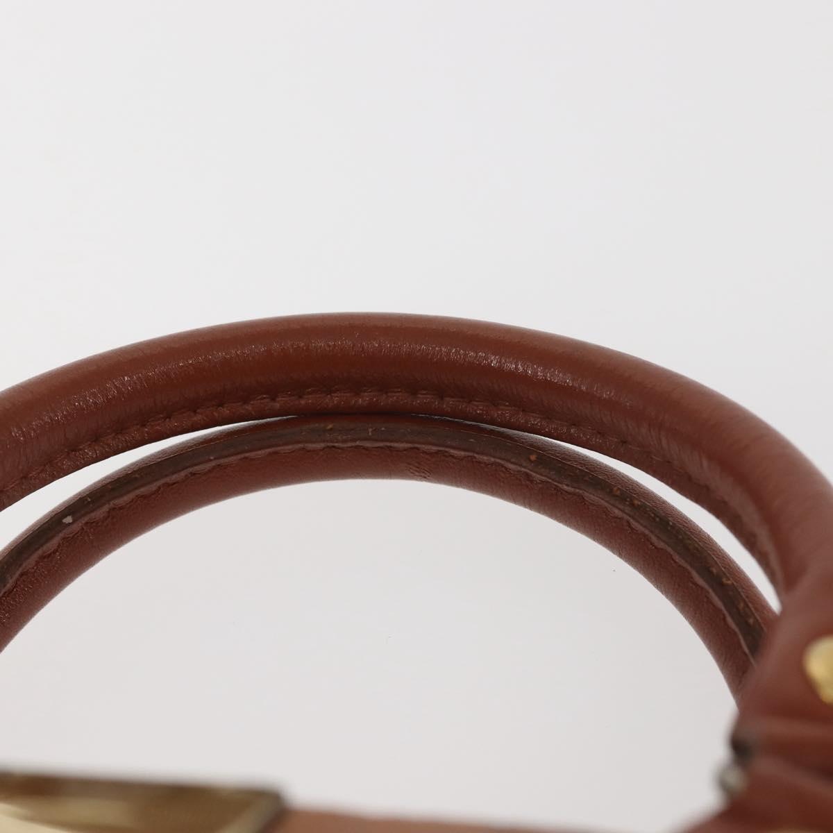 MCM Logogram Vicetos Hand Bag PVC Leather Brown Gold Auth BA6026
