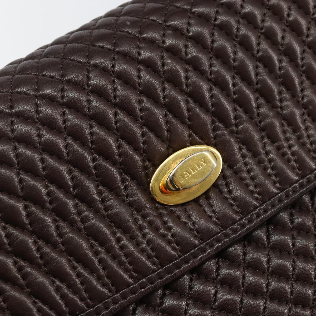 BALLY Hand Bag Leather Brown Gold Auth BA6041