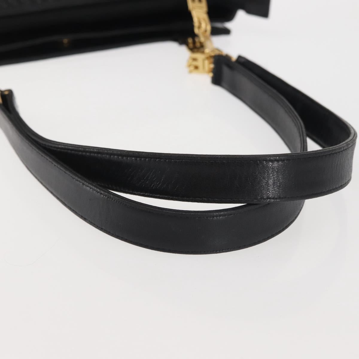 BALLY Shoulder Bag Leather Black Gold Auth BA6042