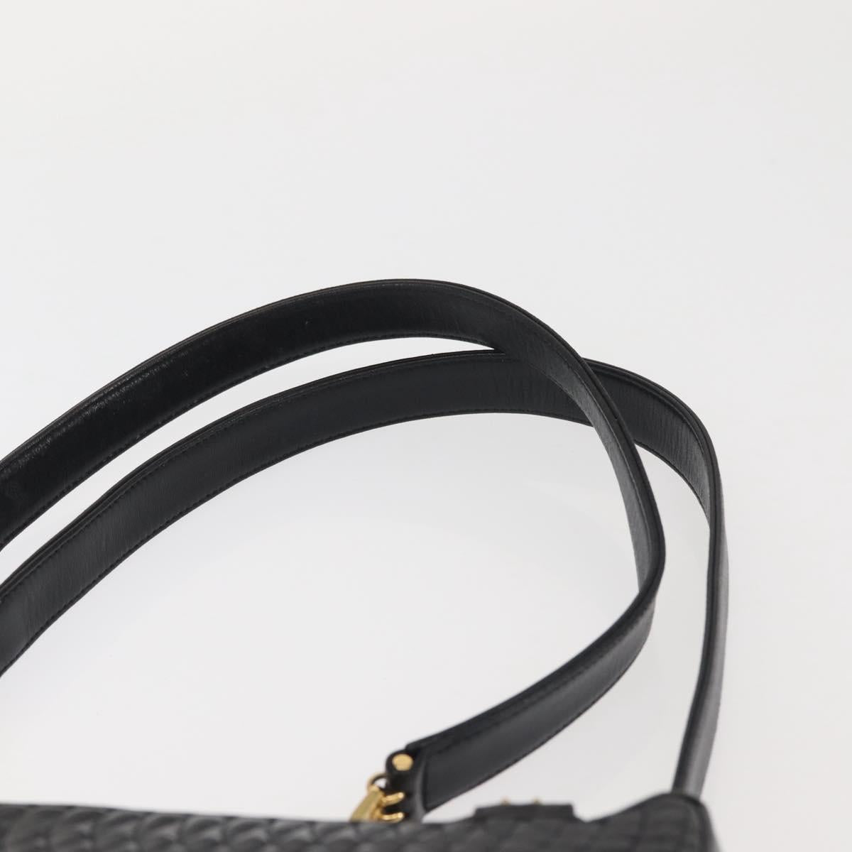 BALLY Shoulder Bag Leather Black Gold Auth BA6042