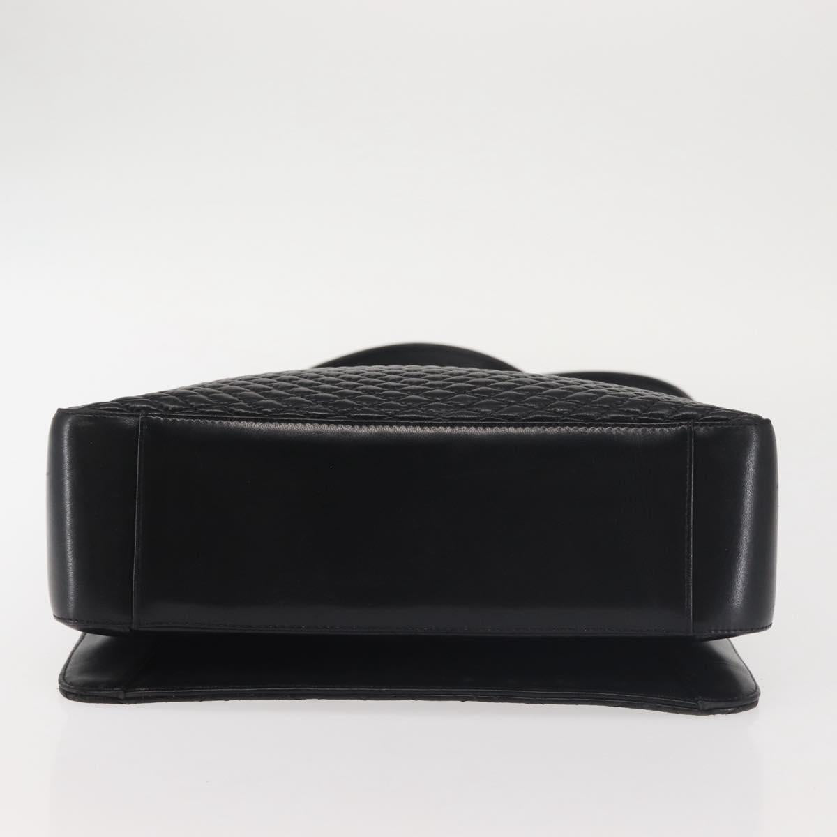 BALLY Shoulder Bag Leather Black Gold Auth BA6042