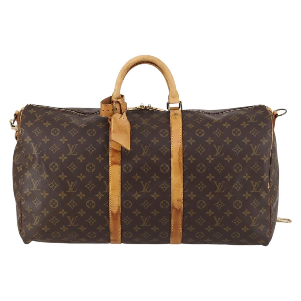 LOUIS VUITTON Monogram Keepall Bandouliere 55 Boston Bag M41414 LV Auth BA6044