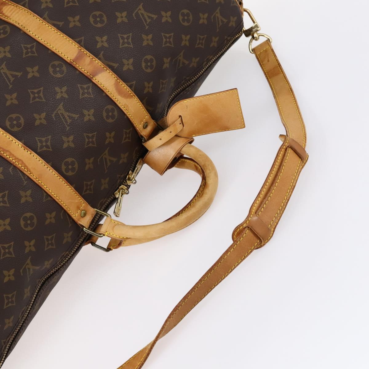 LOUIS VUITTON Monogram Keepall Bandouliere 55 Boston Bag M41414 LV Auth BA6044