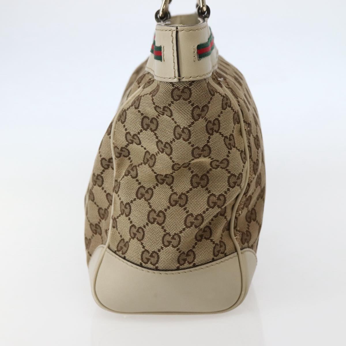 GUCCI GG Canvas Web Sherry Line Tote Bag Beige Red Green 257061 Auth BA6046