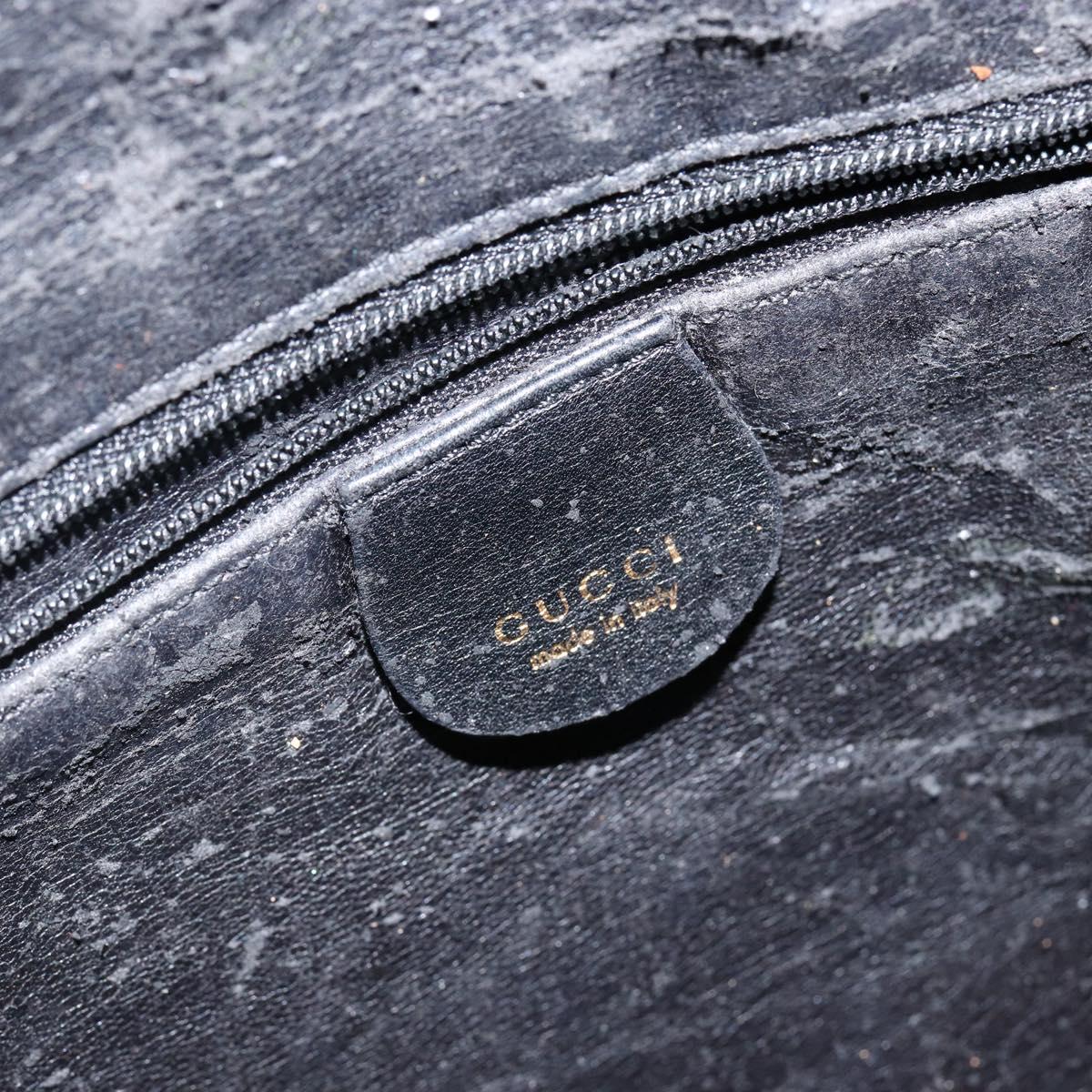 GUCCI Bamboo Hand Bag Leather Black Gold 001 3754 1638 Auth BA6049