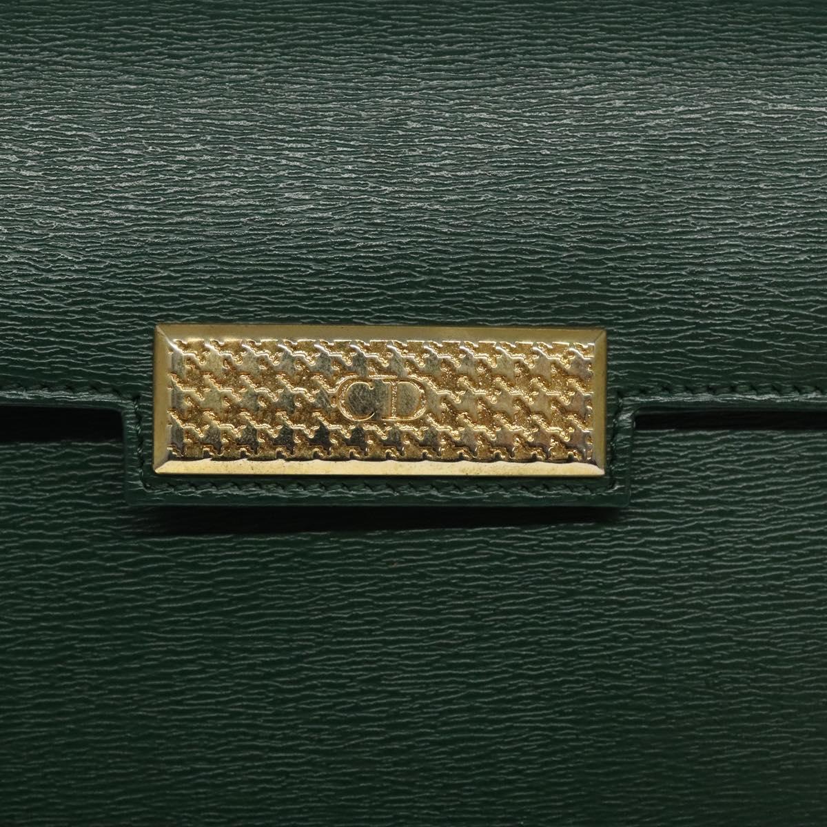 Christian Dior Shoulder Bag Leather Green Auth BA605