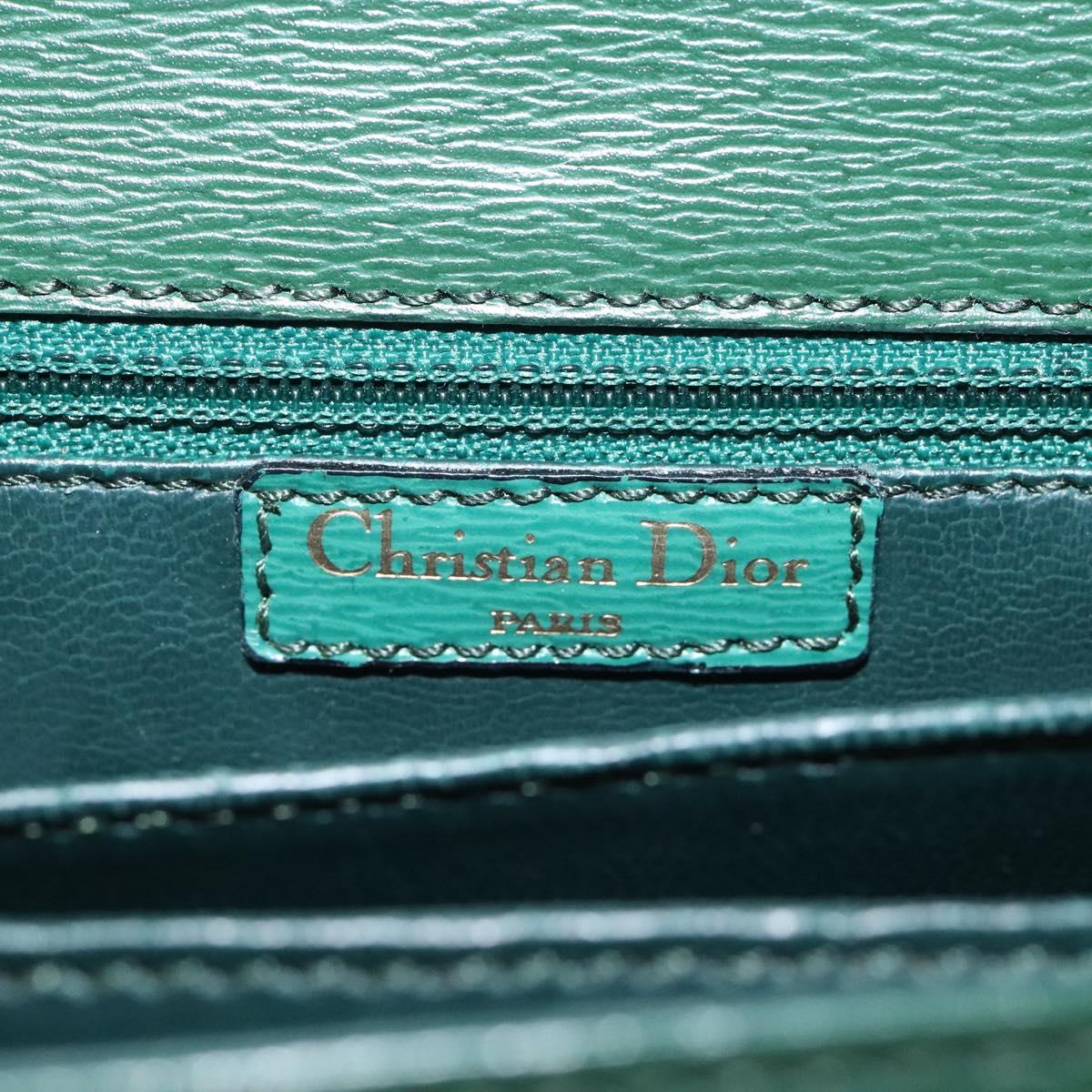 Christian Dior Shoulder Bag Leather Green Auth BA605